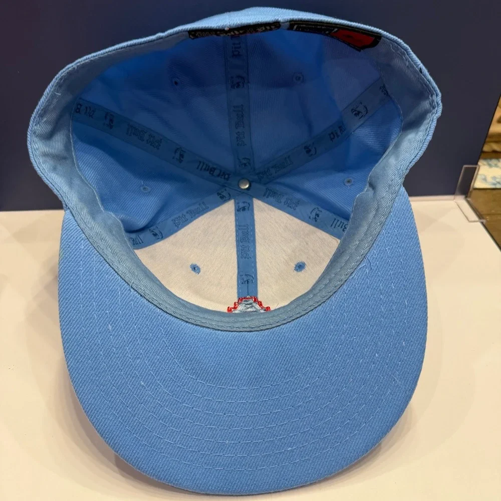 Pit Bull Houston Oilers Fitted‎ Hat Mens 7 5/8 Blue Flat Brim Oil Derrick Cap